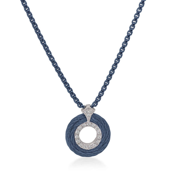 ALOR Blueberry Chain and Cable Circle Pendant Necklace with Diamonds 08-28-0065-11