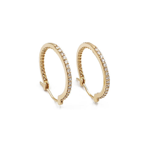 14K Yellow Gold Diamond Hoop Earrings, 0.55ctw, 4.55g