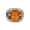 Estate 18K Yellow Gold Citrine and Diamond Ring