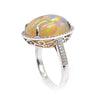 14K White Gold Diamond Opal Ring, 5.4g, Size 6.0