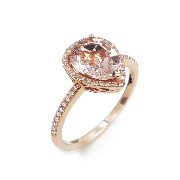 14K Rose Gold Diamond and Morganite Ring