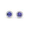 14K White Gold Diamond and Tanzanite Stud Earrings, 4.0g