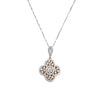 18K White Gold and Yellow Gold Flower Design Diamond Pendant Necklace