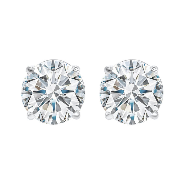 2.14Ct Round Brilliant Cut Diamond Stud Earrings, J, VVS1