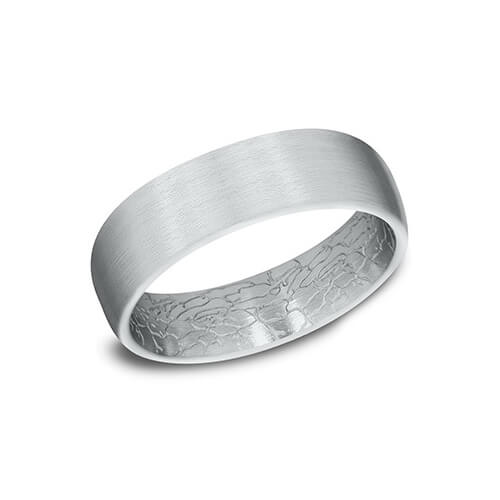 14K White Gold 6mm Satin Finish Men's Wedding Band CF866374114KW