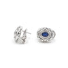 Ladies 14K White Gold Sapphire and Diamond Omega Back Earrings