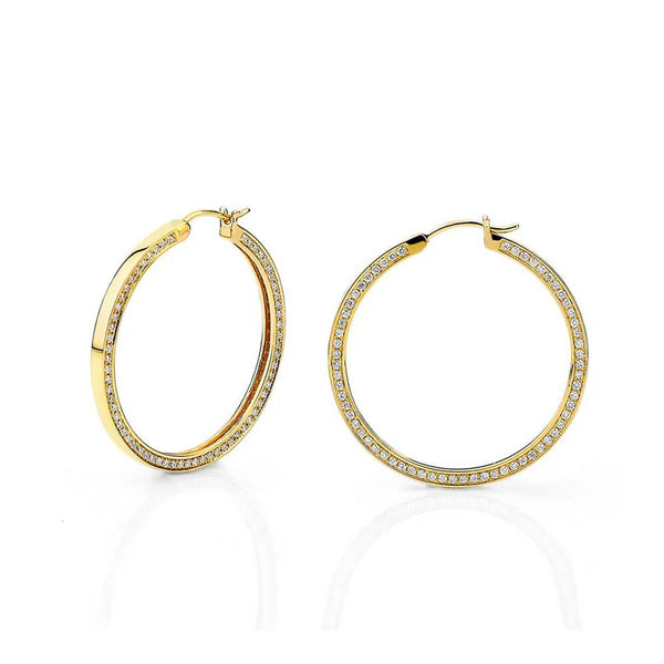 Michael M Large Chroma Gold Edge Pavé Hoops ER481-HP