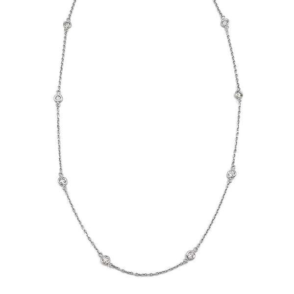 14K White Gold Diamond Chain, 0.88ctw, 18 inches