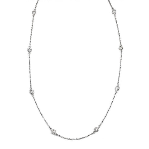 14K White Gold Diamond Chain, 0.88ctw, 18 inches