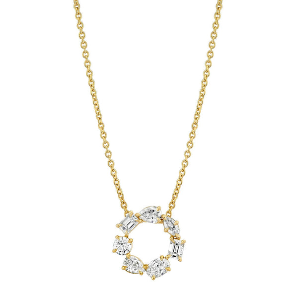 Michael M 18K Yellow Gold Diamond Montage Circle Necklace P405