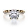 Michael M Crown 18K White Gold Cushion Engagement Ring R724-1.5