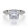 Michael M Crown 18K White Gold Cushion Engagement Ring R724-1.5