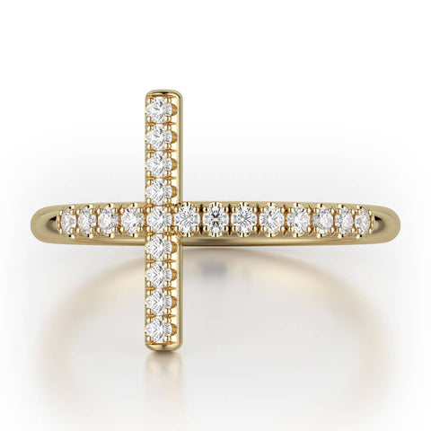 Michael 14K Yellow Gold Diamond Cross Ring M F330