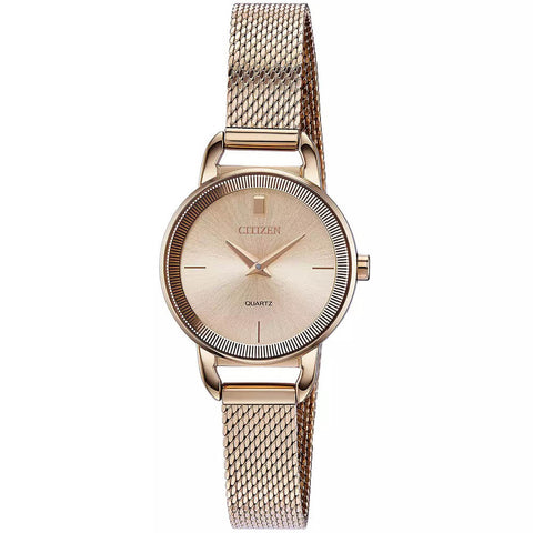 Citizen Women's Rose Gold Tone Stainless Steel Mesh Bracelet Quartz Watch EZ7003-51X