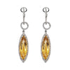 14K White Gold Citrine and Diamond Drop Earrings