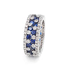 Estate 18K White Gold Diamond and Blue Sapphire Ladies Band