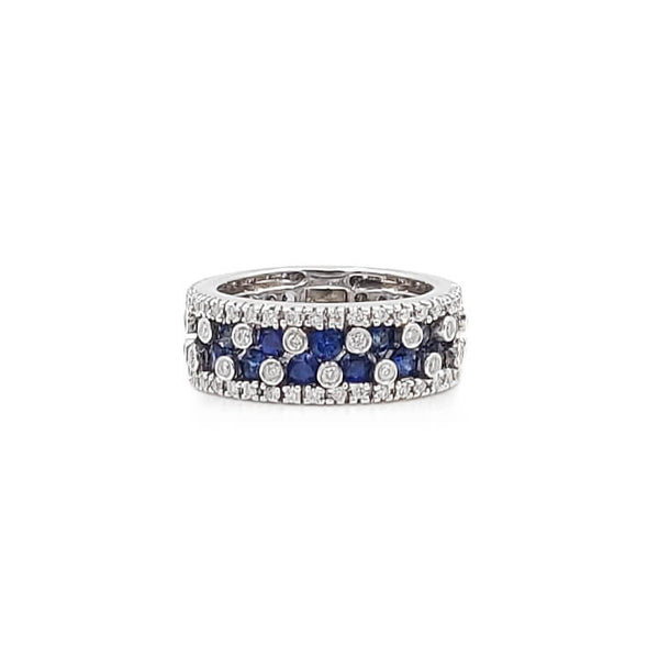 Estate 18K White Gold Diamond and Blue Sapphire Ladies Band