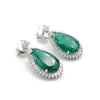 18K White Gold Emerald and Diamond Dangle Earrings