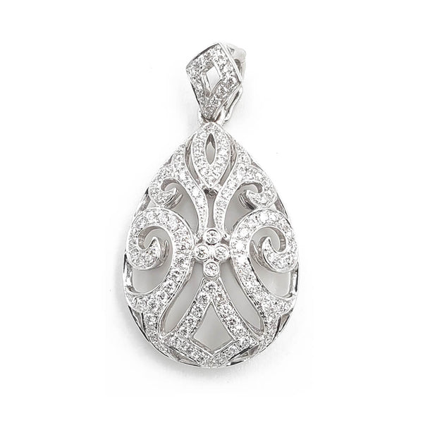 18K White Gold Diamond Bail Enhancer Pendant Necklace