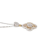 18K White Gold and Yellow Gold Flower Design Diamond Pendant Necklace