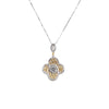 18K White Gold and Yellow Gold Flower Design Diamond Pendant Necklace