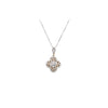 18K White Gold and Yellow Gold Flower Design Diamond Pendant Necklace