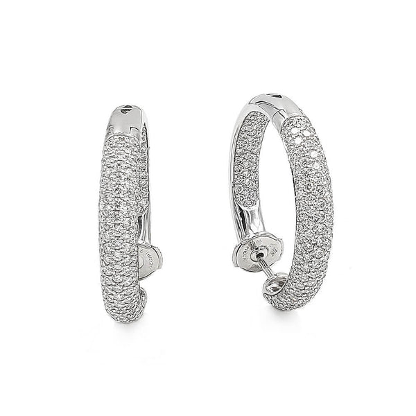 18K White Gold Diamond Hoop Earrings, 4.12ctw, 12.9 g