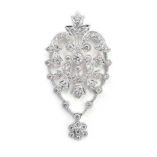 18K White Gold Diamond Pendant Necklace