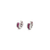 18K White Gold Diamond Ruby Huggie Earrings