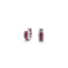 18K White Gold Diamond Ruby Huggie Earrings