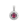 14K White Gold Diamond and Ruby Pendant