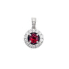 14K White Gold Diamond and Ruby Pendant