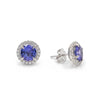 14K White Gold Diamond and Tanzanite Stud Earrings, 4.0g