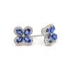 18K White Gold Flower Design Diamond Sapphire Stud Earrings