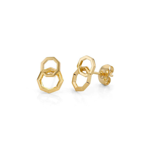 Michael M Double Octave 14K Yellow Gold Stud Earrings ER552