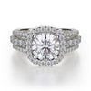 Michael M STELLA 18K White Gold Cushion Halo Engagement Ring R681-1.5