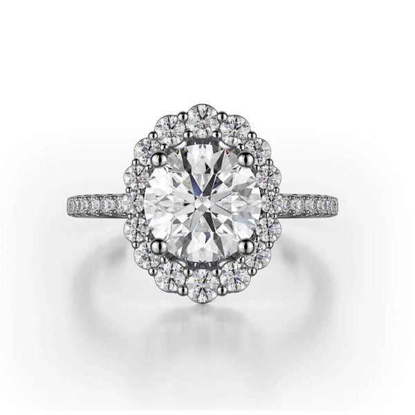 Michael M Defined Graduated Halo Oval Center Engagement Ring R739-3OV