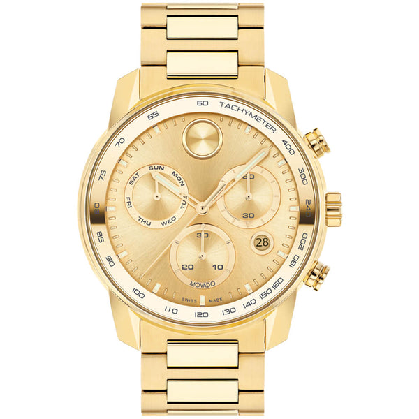 Movado BOLD VERSO Yellow Gold Ion-Plated Quartz Chronograph Watch 3600866