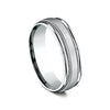 14K White Gold Satin Center Milgrain 6.5mm Men's Wedding Band RELCF76501S14KW